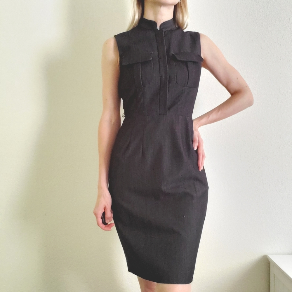 Calvin Klein Sleeveless Sheath Dress Gray Black Size 2